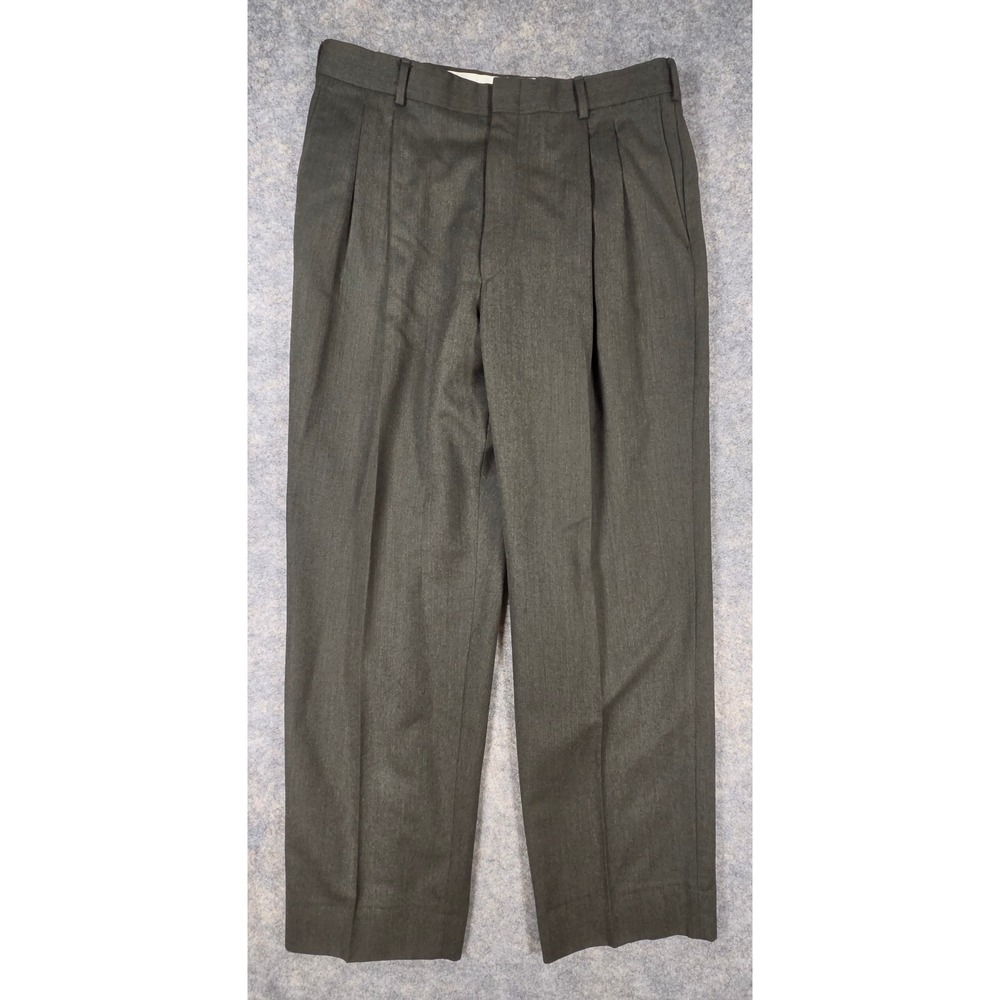 Orvis Mens Pleated Wool Dress Pants Dark Green Trousers 34x30